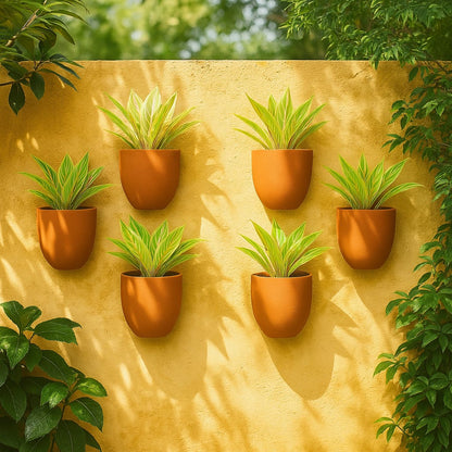 Hexane Wall Planter Small 4 Inch | Terracotta Hanging Wall Planter – Home & Garden on Brown Living™. SKU: PL28-6. Img 15.