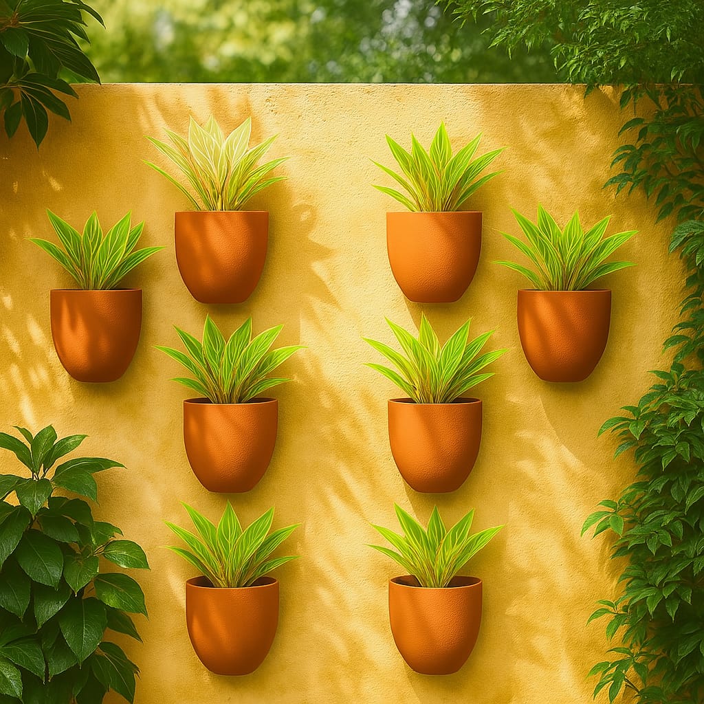 Hexane Wall Planter Small 4 Inch | Terracotta Hanging Wall Planter – Home & Garden on Brown Living™. SKU: PL28-6. Img 12.