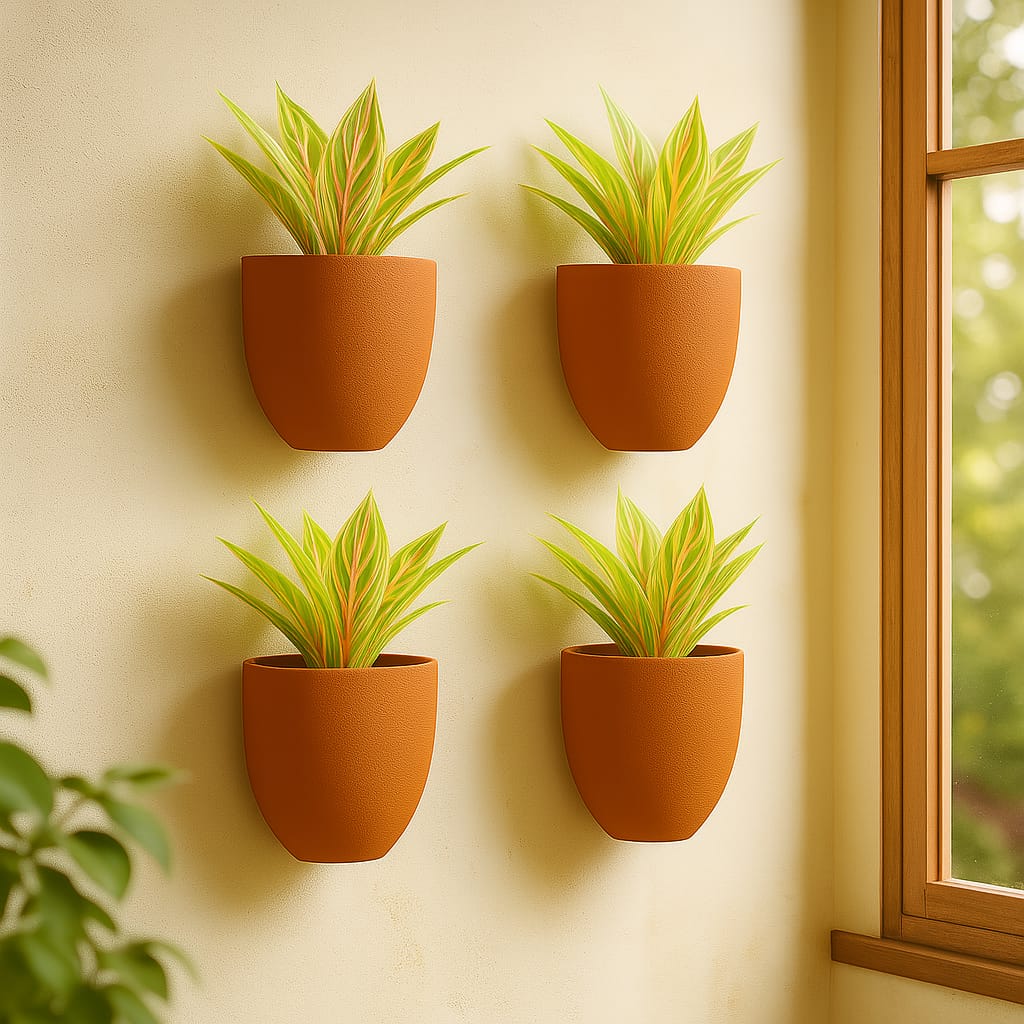 Hexane Wall Planter Small 4 Inch | Terracotta Hanging Wall Planter – Home & Garden on Brown Living™. SKU: PL28-6. Img 19.