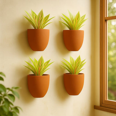 Hexane Wall Planter Small 4 Inch | Terracotta Hanging Wall Planter – Home & Garden on Brown Living™. SKU: PL28-6. Img 19.