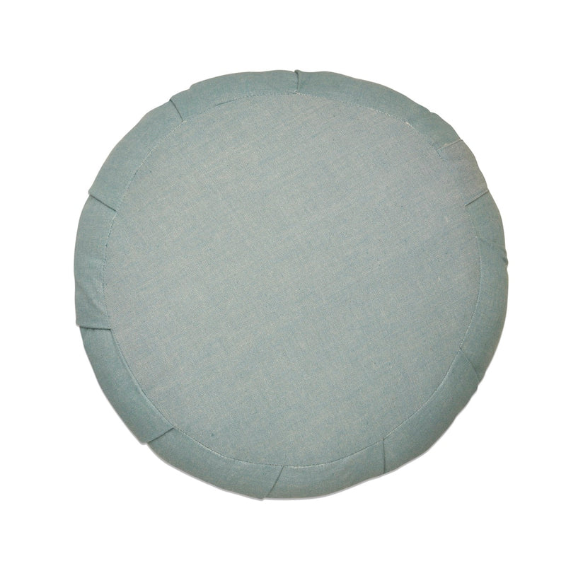 Hi - Zafu Meditation Cushion filled with Buckwheat Hulls - Misty Blue | Verified Sustainable Yoga Pillow on Brown Living™