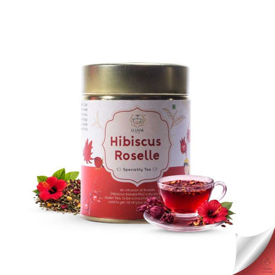 Hibiscus Green Tea – Aids Digestion & Weight Loss – 50g – Tea on Brown Living™. SKU: KMCTin50New. Img 1.