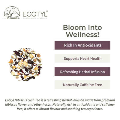 Hibiscus Lush Tea | Rich in Antioxidants | Herbal Tea | 60g – Tea on Brown Living™. SKU: ECOTYL00057. Img 4.