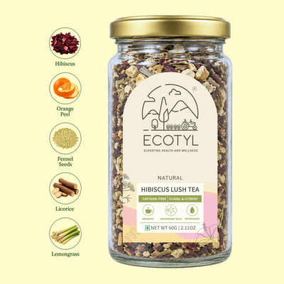 Hibiscus Lush Tea | Rich in Antioxidants | Herbal Tea | 60g – Tea on Brown Living™. SKU: ECOTYL00057. Img 2.