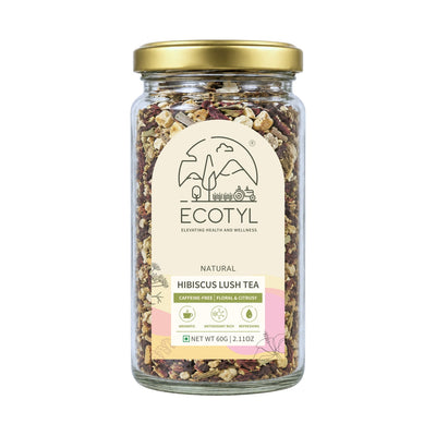 Hibiscus Lush Tea | Rich in Antioxidants | Herbal Tea | 60g – Tea on Brown Living™. SKU: ECOTYL00057. Img 1.