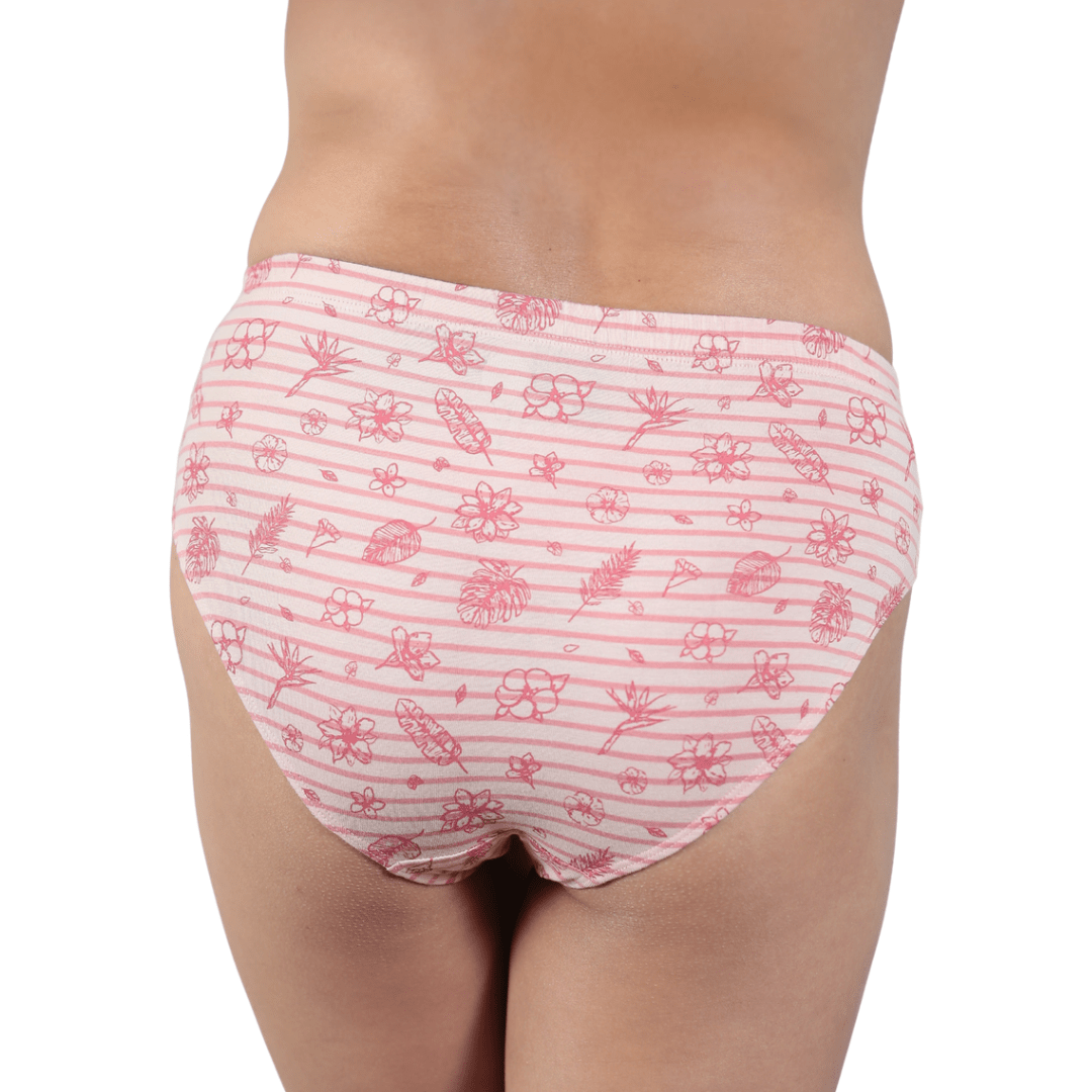 Hibiscus Print Deep V Cotton Co-ord Lingerie Set – Womens Underwear on Brown Living™. SKU: Co-OrdPinkHibiscus-XS. Img 8.