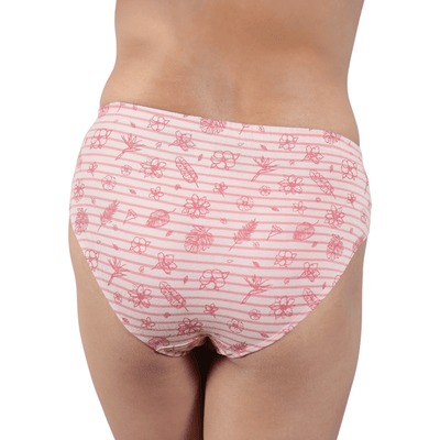 Hibiscus Print Deep V Cotton Co-ord Lingerie Set – Womens Underwear on Brown Living™. SKU: Co-OrdPinkHibiscus-XS. Img 8.