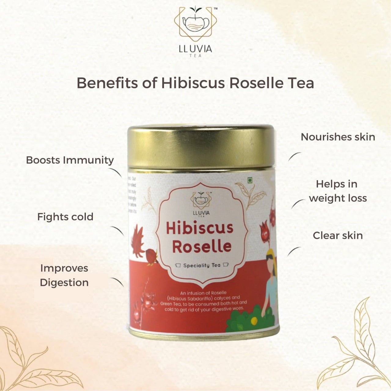 Hibiscus Tea - Aids Digestion & Weight Loss - 50g | Verified Sustainable by Brown Living™