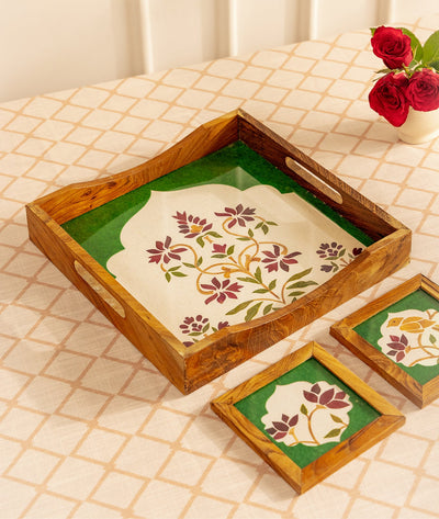 Hidden Garden Square Tray | Diwali Festive Serving Tray – Trays & Platters on Brown Living™. SKU: Gul_Diwali_26_023. Img 4.