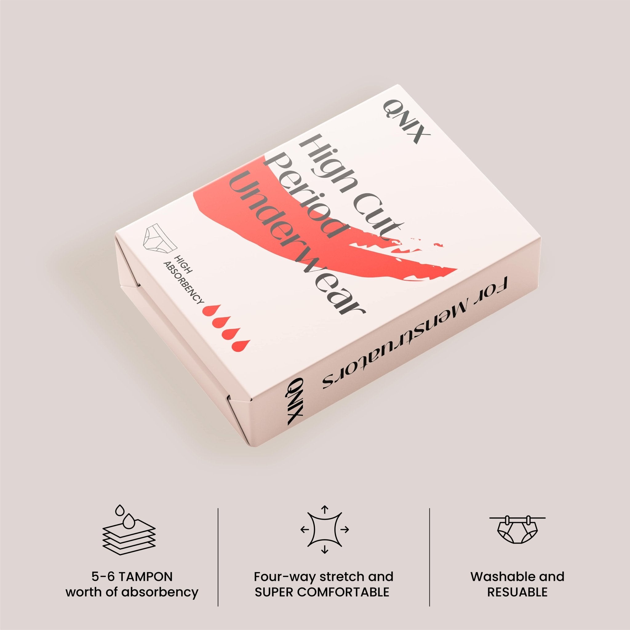 High Cut Reusable LeakProof Period Panty | Moderate to Heavy Flow – Womens Underwear on Brown Living™. SKU: B-HGHCUT-BLACK-S. Img 2.