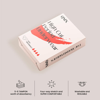 High Cut Reusable LeakProof Period Panty | Moderate to Heavy Flow – Womens Underwear on Brown Living™. SKU: B-HGHCUT-BLACK-S. Img 2.