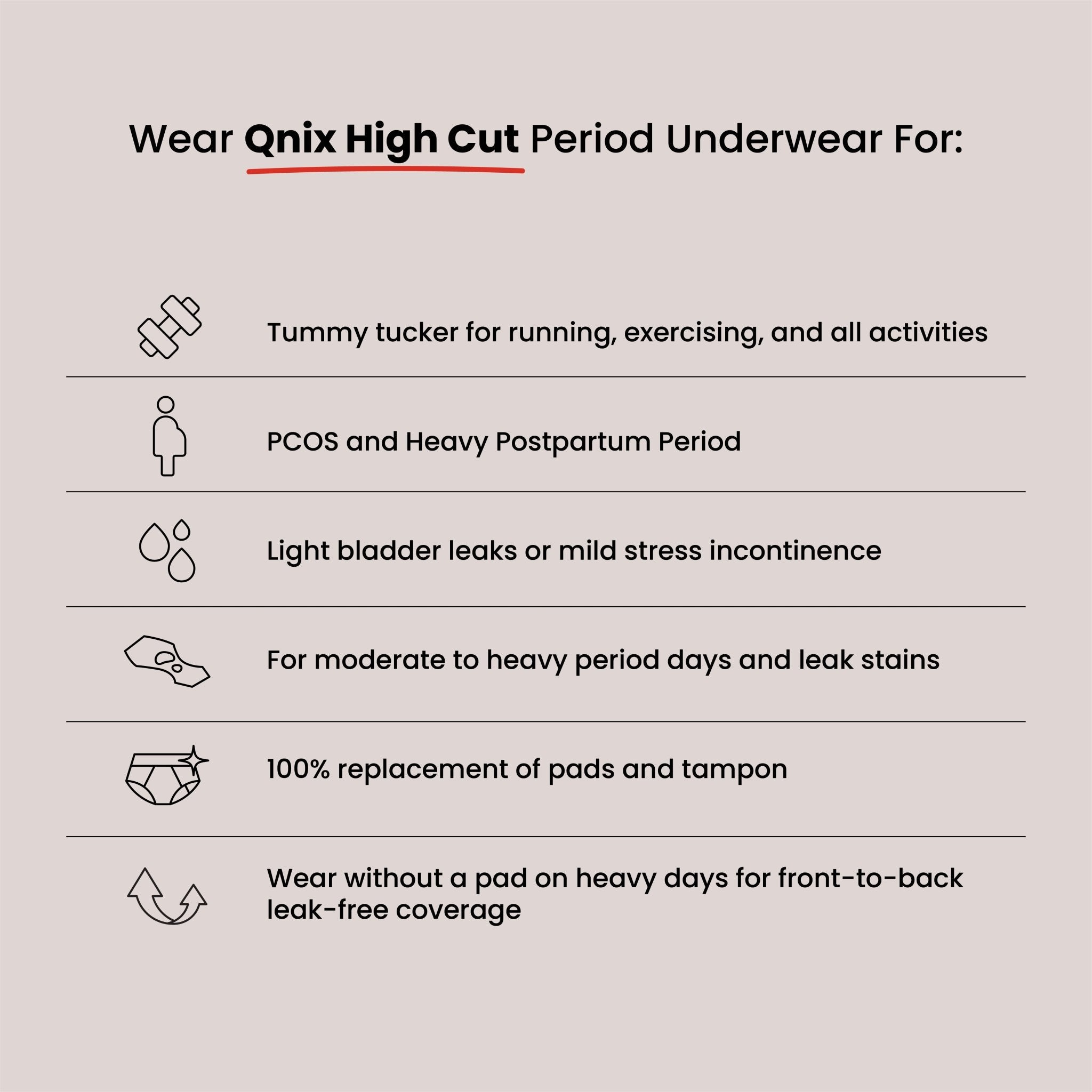 High Cut Reusable LeakProof Period Panty | Moderate to Heavy Flow – Womens Underwear on Brown Living™. SKU: B-HGHCUT-BLACK-S. Img 6.