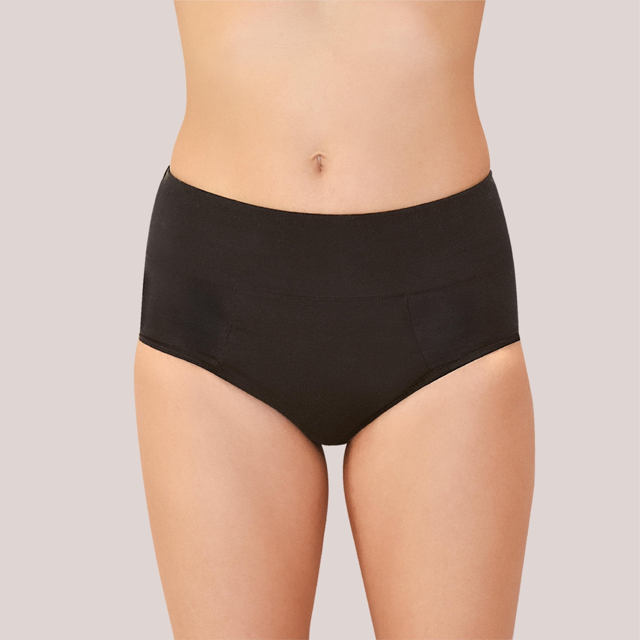 High Cut Reusable LeakProof Period Panty | Moderate to Heavy Flow – Womens Underwear on Brown Living™. SKU: B-HGHCUT-BLACK-S. Img 3.