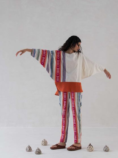 High - Low Top | Multicolored Cotton Jacquard Top for Women – Womens Top on Brown Living™. SKU: DCSS25T05S. Img 1.