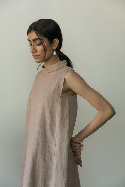 High - Neck A - Line hemp Cotton Dress | Verified Sustainable by Brown Living™