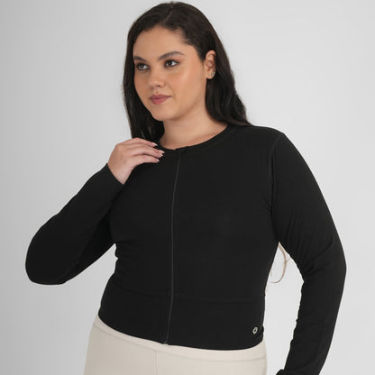 High Stretch Snug Fit Jacket – Lightweight & Flexible Activewear – Womens Jacket on Brown Living™. SKU: ELKTBLKXS. Img 1.