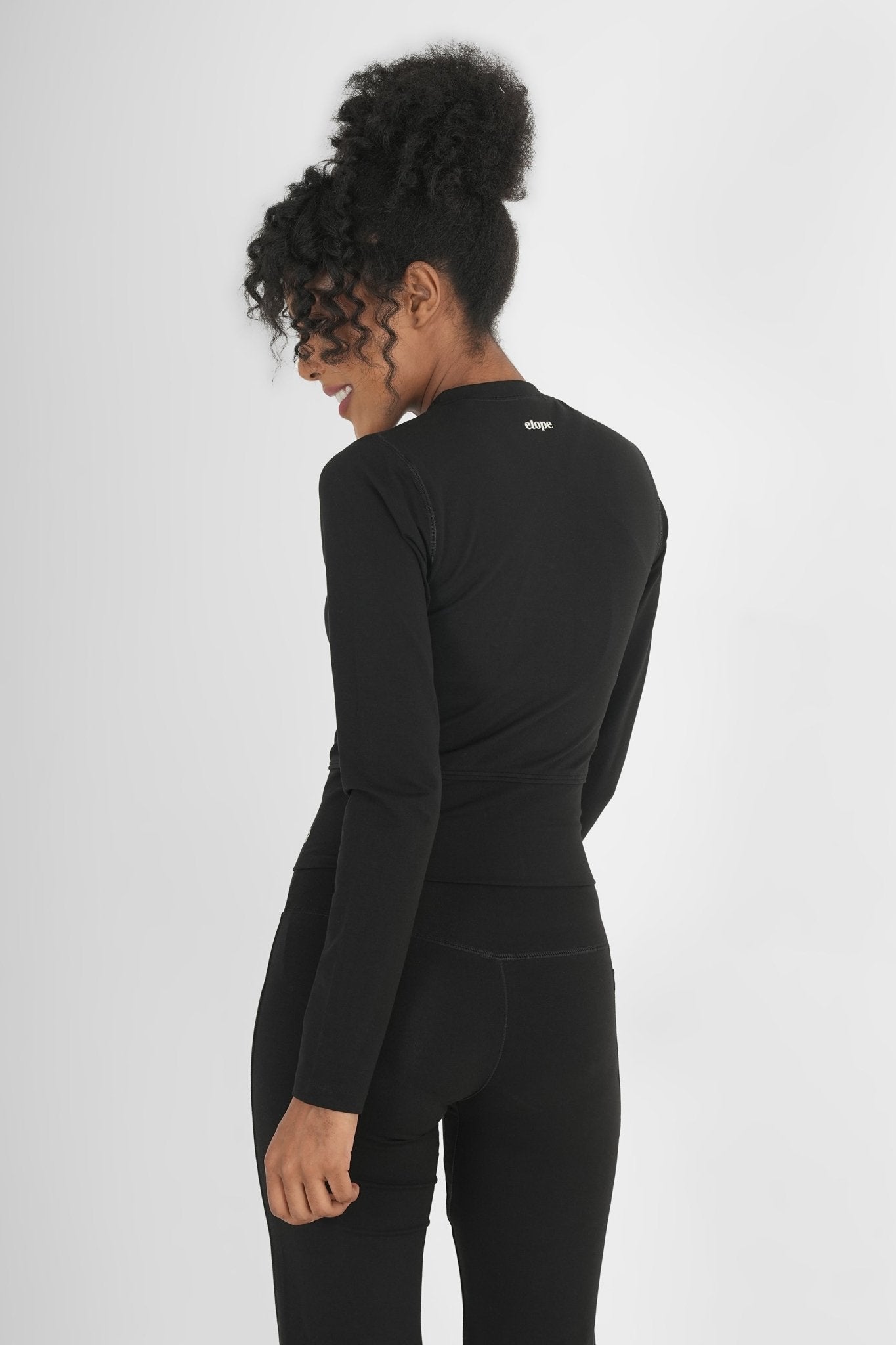 High Stretch Snug Fit Jacket – Lightweight & Flexible Activewear – Womens Jacket on Brown Living™. SKU: ELKTBLKXS. Img 4.