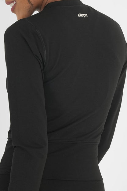 High Stretch Snug Fit Jacket – Lightweight & Flexible Activewear – Womens Jacket on Brown Living™. SKU: ELKTBLKXS. Img 3.