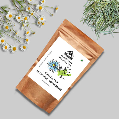 Himalayan Chamomile Lemongrass Tea – Calming Herbal Infusion – Tea on Brown Living™. SKU: HCLMN-30. Img 1.