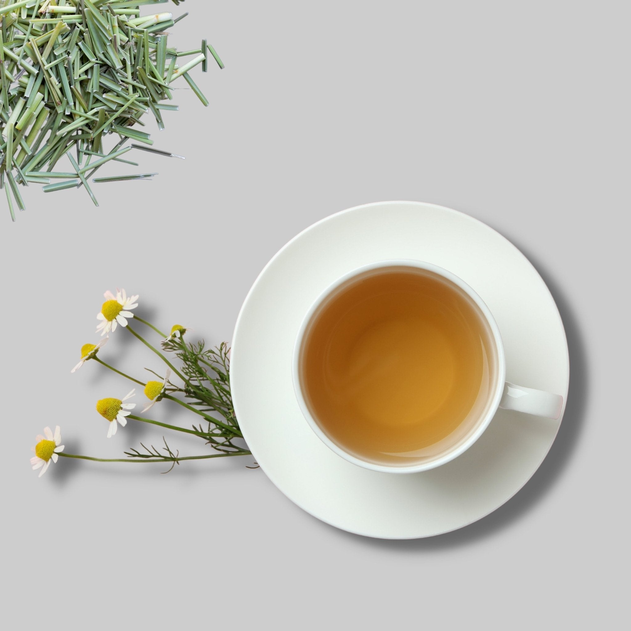 Himalayan Chamomile Lemongrass Tea – Calming Herbal Infusion – Tea on Brown Living™. SKU: HCLMN-30. Img 5.