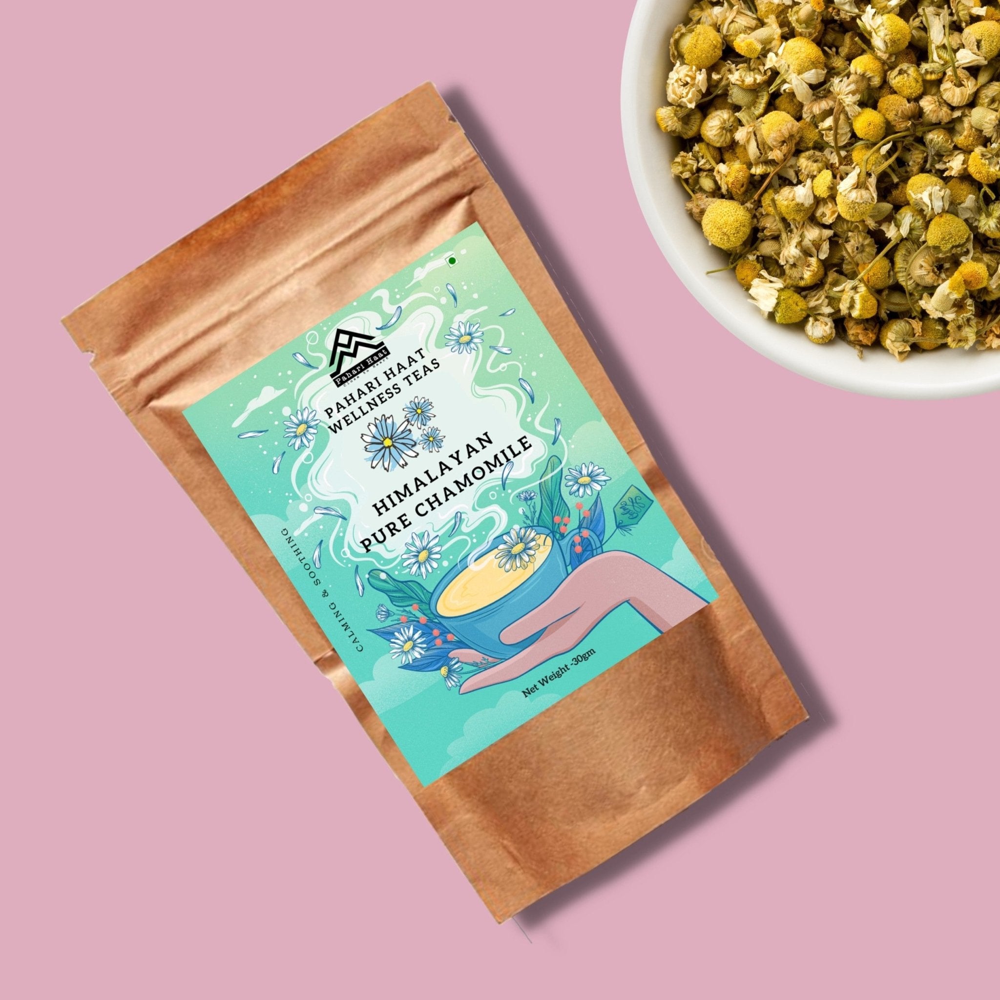 Himalayan Pure Chamomile Tea Natural Herbal Infusion – Tea on Brown Living™. SKU: HPC-30. Img 6.