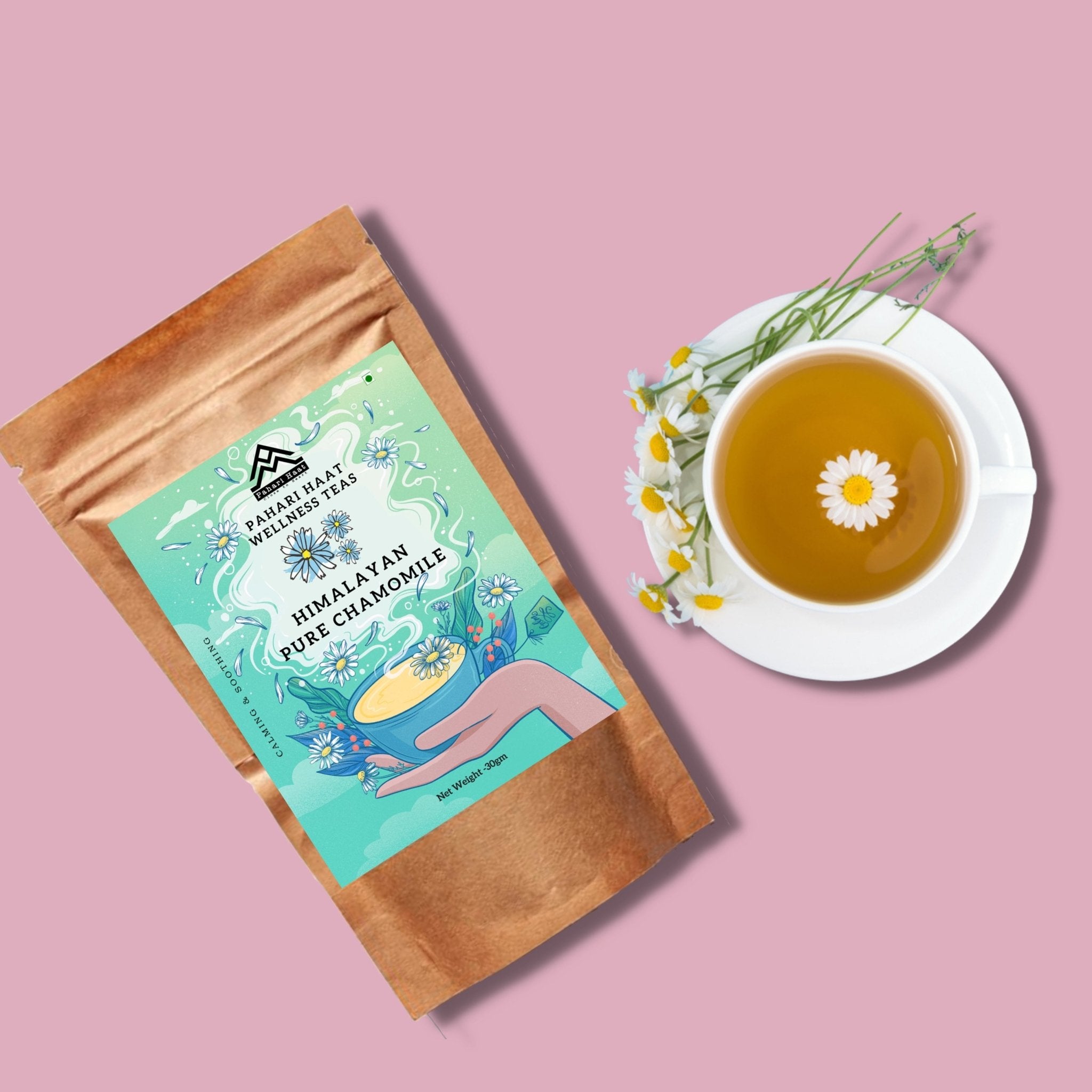 Himalayan Pure Chamomile Tea Natural Herbal Infusion – Tea on Brown Living™. SKU: HPC-30. Img 1.
