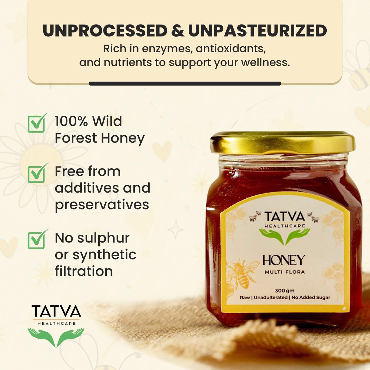 Himalayan Raw Honey | Pure, Unprocessed & Eco - Friendly – Honey & Syrups on Brown Living™. SKU: TATVA-HNY-300. Img 5.