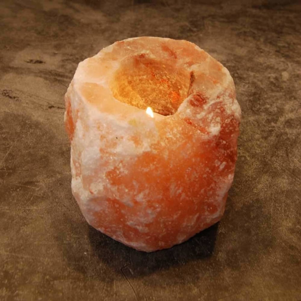 Himalayan Salt Candle Holder – Candles & Fragrances on Brown Living™. SKU: OEP317. Img 5.