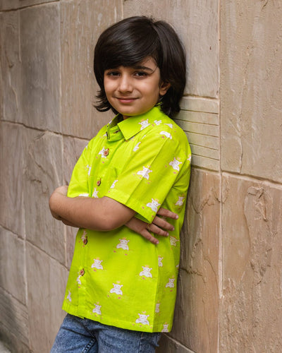 Hip Hip Hurray Shirt I Fun Spirited Cotton Shirt for Boys – Kids Daywear Sets on Brown Living™. SKU: ZBHPSA. Img 2.