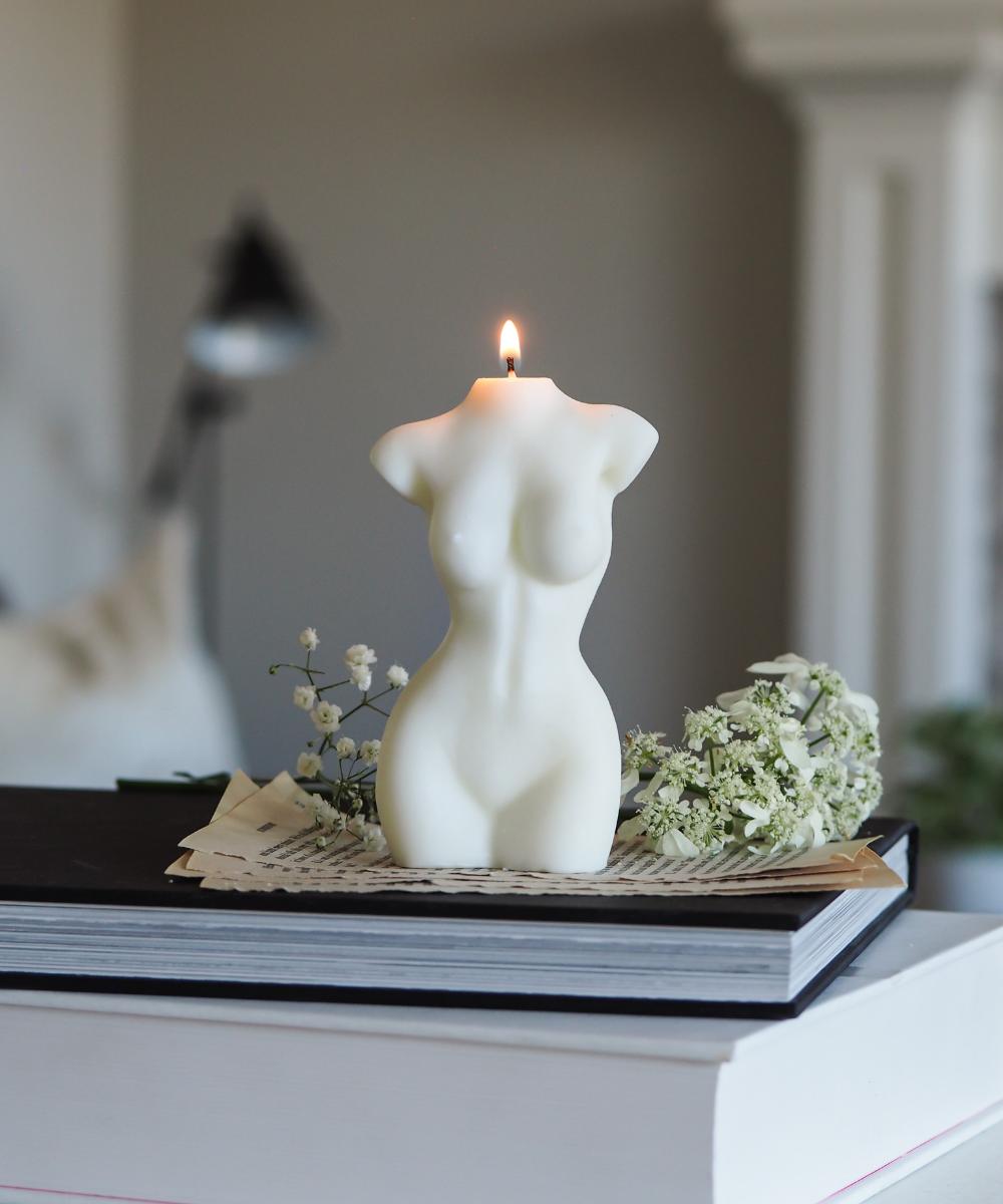 Homebody Soy Wax Candle - Nude – Candles & Fragrances by Rasa Home available on Brown Living™. White . SKU: HB03601_N. Img 3.