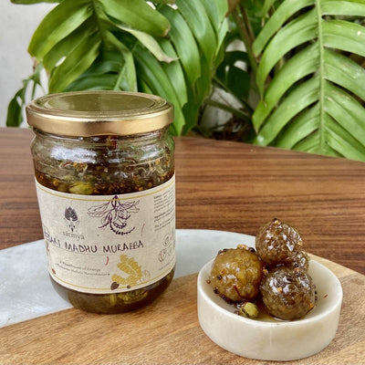 Homemade Kesari Madhu Amla Murabba – Sweets on Brown Living™. SKU: Kesar_625gms992. Img 2.