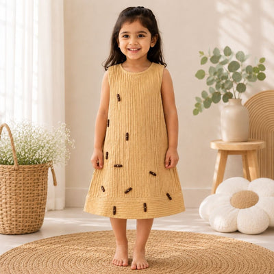 Honey Bloom Cotton Dress for Girls | Soft & Comfortable Kids Dress – Kids Frocks & Dresses on Brown Living™. SKU: TCC-SW26-21-A. Img 1.