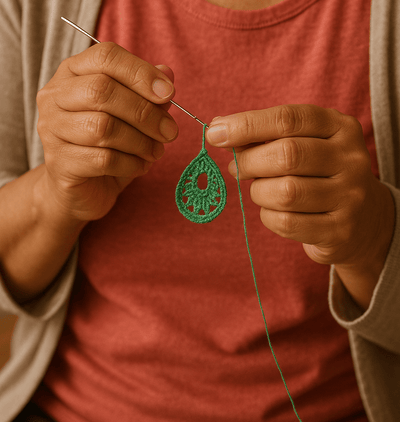 Honey Crochet Earring – Womens Earrings on Brown Living™. SKU: KJ22. Img 3.