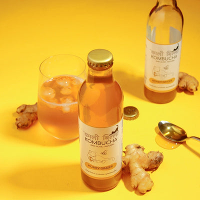 Honey Ginger Kombucha (250ml) | Raw, Naturally Fermented Probiotic Drink – Health & Energy Drinks on Brown Living™. SKU: KBKGH. Img 4.