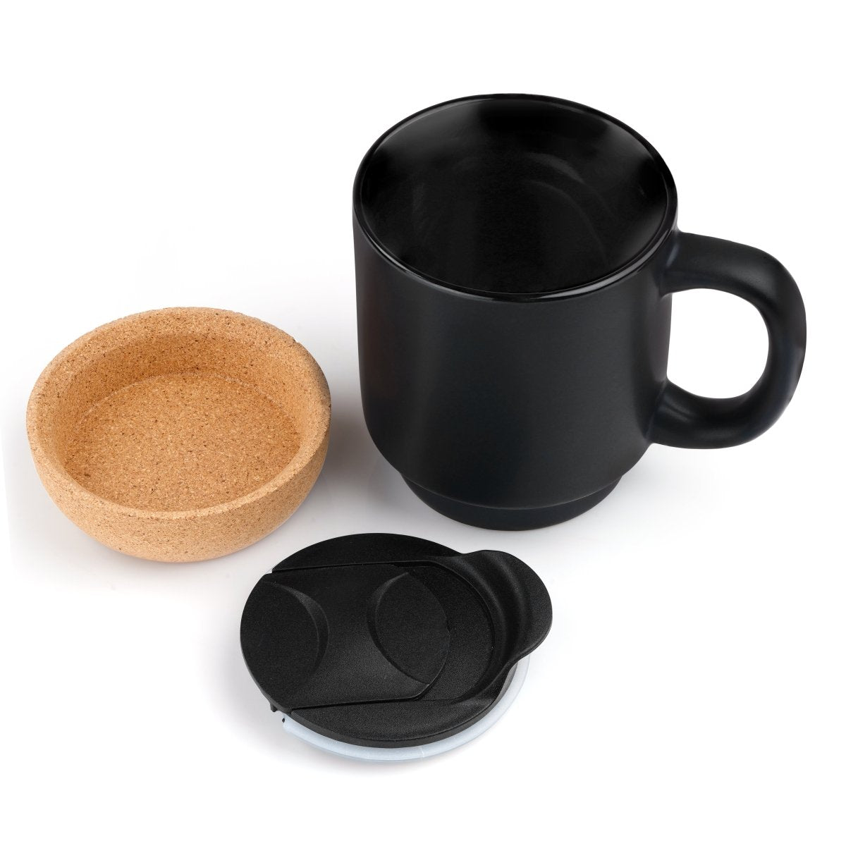 Honey Making Money 250ml Ceramic Mug With Slide To Sip Lid Cork Base – Mugs by The Cork Studio available on Brown Living™. . SKU: TCS - 06. Img 2.