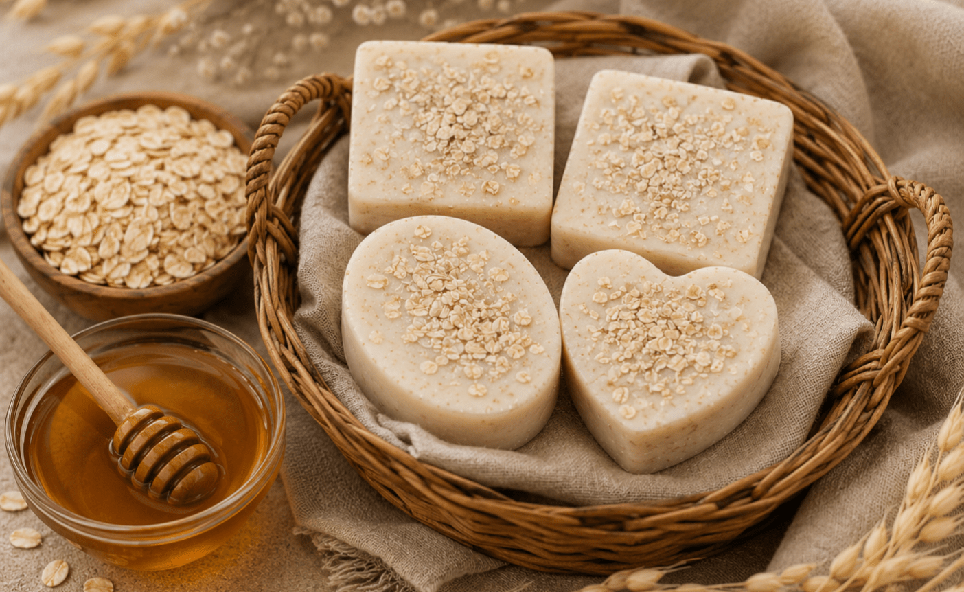 Honey Oats Goat Milk Soap 100g | Fragrance Free Gentle Bath Bar – Body Soap on Brown Living™. SKU: HNOTSP. Img 2.