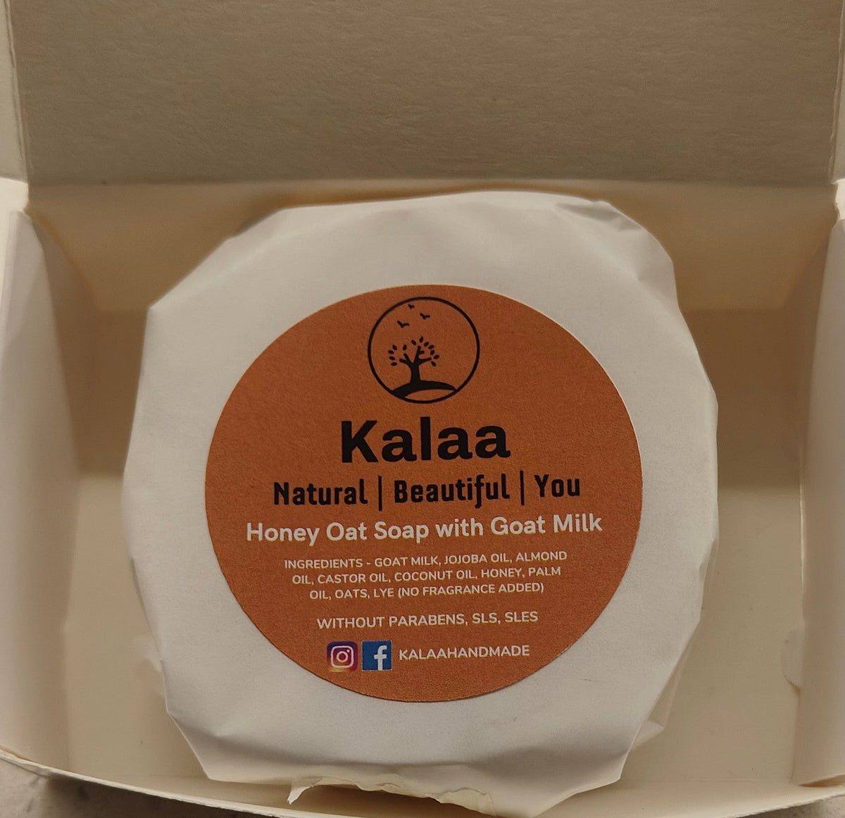 Honey Oats Goat Milk Soap 100g | Fragrance Free Gentle Bath Bar – Body Soap on Brown Living™. SKU: HNOTSP. Img 3.