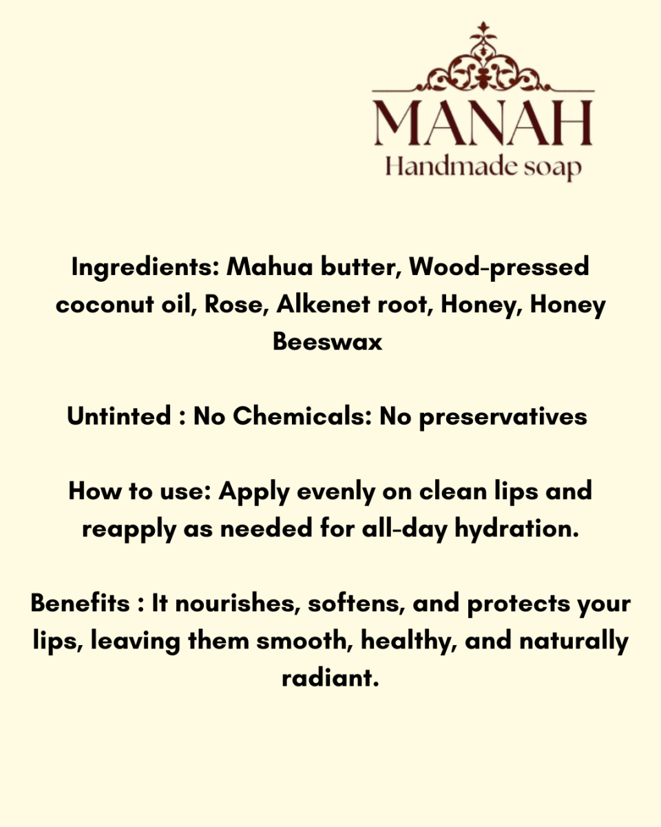Honey Tree Lip Balm | Natural, Nourishing & Moisturizing Lip Care – Lip Balms by Manah Handmade Soap available on Brown Living™. . SKU: MLB1. Img 2.
