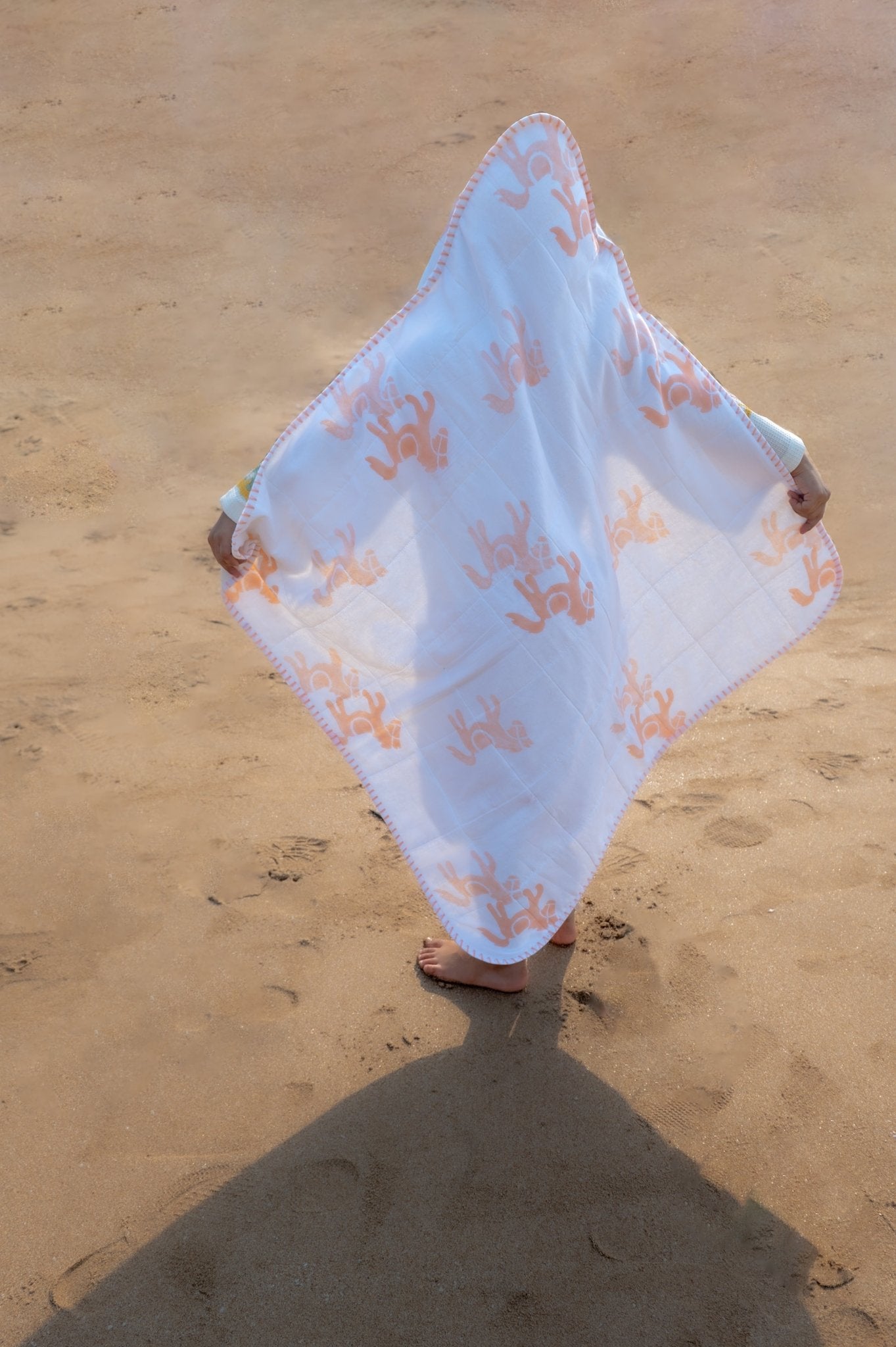 Hooded Baby & Kids Towel in Circus Peach Print – Bath Linens on Brown Living™. SKU: MSY-00431E-Peach. Img 3.