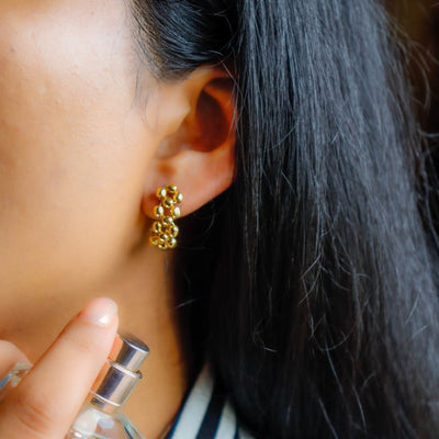 Hoops - Gold Plated Brass Metal Earrings – Womens Earrings on Brown Living™. SKU: OEP485a. Img 5.