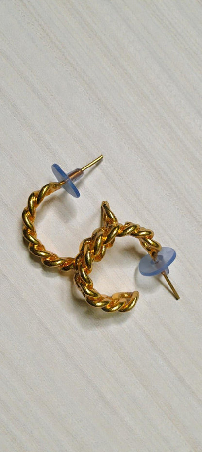 Hoops - Gold Plated Brass Metal Earrings – Womens Earrings on Brown Living™. SKU: OEP504a. Img 8.