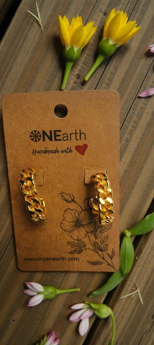 Hoops - Gold Plated Brass Metal Earrings – Womens Earrings on Brown Living™. SKU: OEP605a. Img 9.