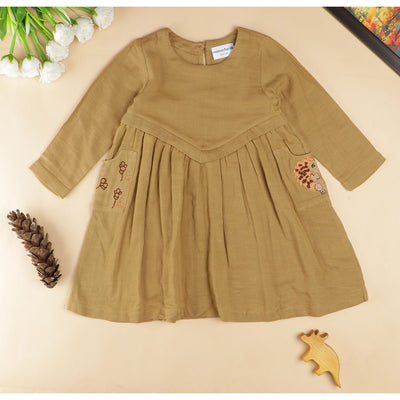 Hopping Hedgehog Dress | Soft Cotton Dress for Girls – Kids Daywear Sets on Brown Living™. SKU: MCBL78RED. Img 4.