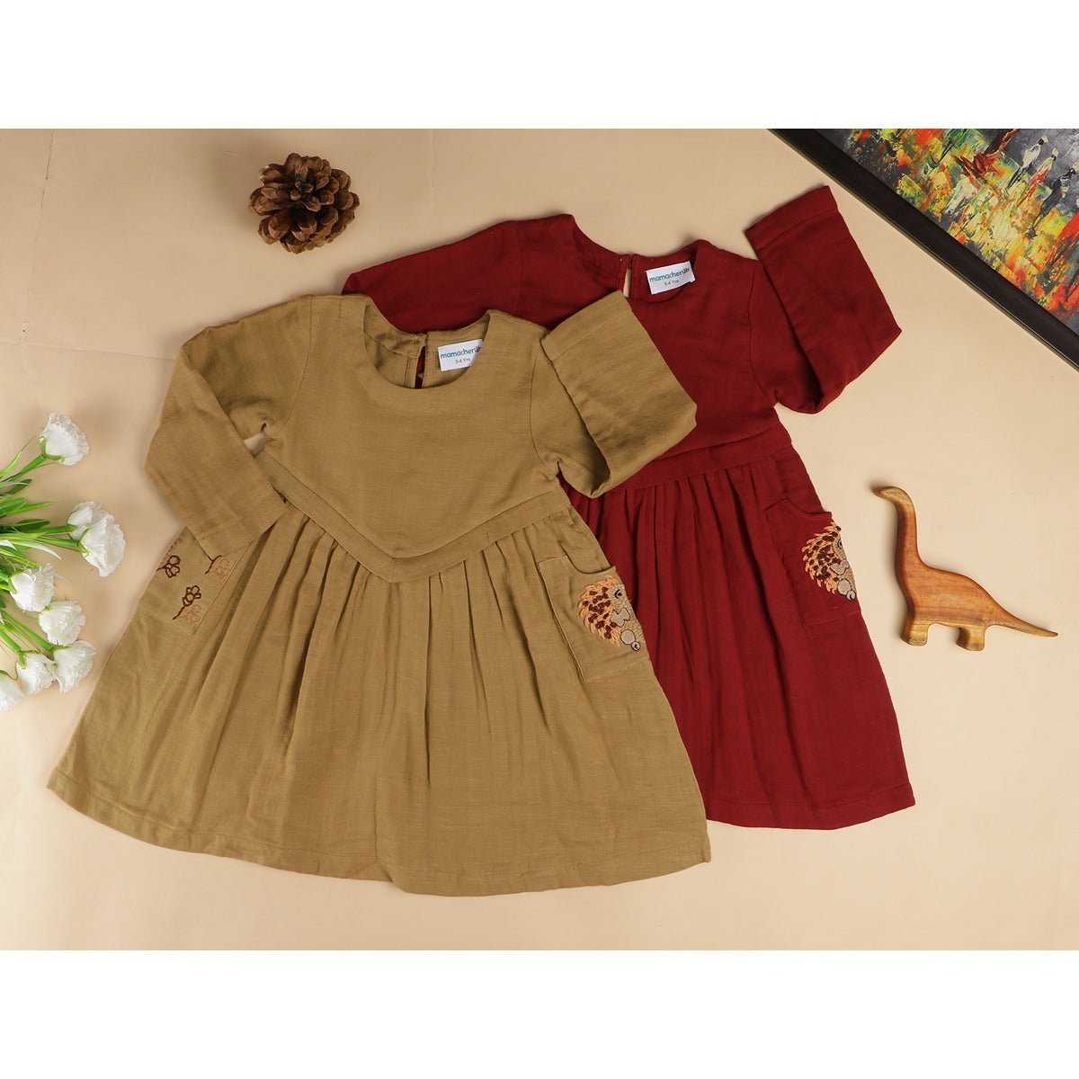 Hopping Hedgehog Dress | Soft Cotton Dress for Girls – Kids Daywear Sets on Brown Living™. SKU: MCBL78RED. Img 8.