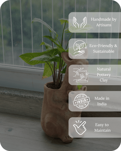 Hoppy Kangaroo Earthen Planter – Pots & Planters by Swadeh available on Brown Living™. . SKU: A0_plt_0026. Img 3.