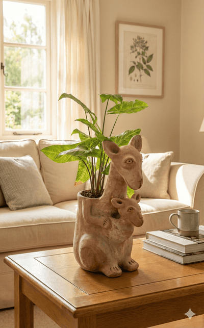 Hoppy Kangaroo Handcrafted Animal Themed Clay Planter – Pots & Planters on Brown Living™. SKU: A0_plt_0026. Img 4.