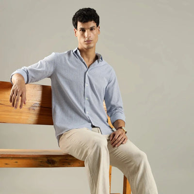 Horizon Stripes Shirt – Casual Cotton Shirt for Men – Mens Shirt on Brown Living™. SKU: CS - HZ - F - S. Img 1.