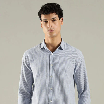 Horizon Stripes Shirt – Casual Cotton Shirt for Men – Mens Shirt on Brown Living™. SKU: CS - HZ - F - S. Img 3.