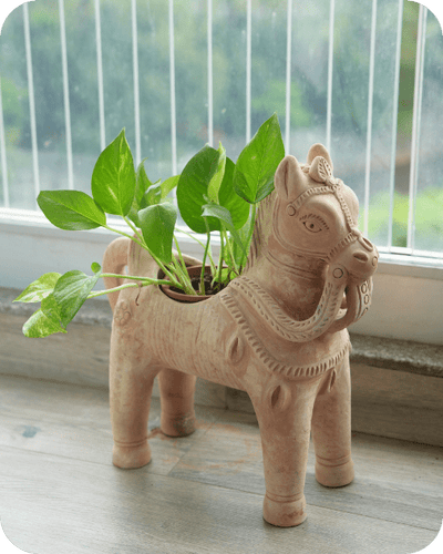 clay pot horse planter Horse Pasture Handcrafted Animal Themed Clay Planter by Swadeh – Brown Living™