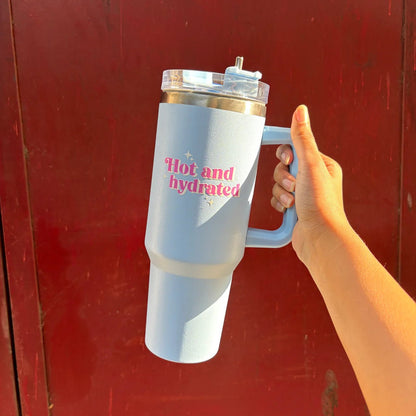 Hot & Hydrated Tumbler | Insulated Reusable Travel Cup – Bottles & Sippers on Brown Living™. SKU: MS-DRK-0022. Img 3.